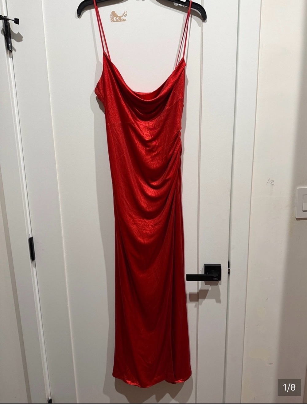 Galvan London Red Cowl Neck Slip Dress